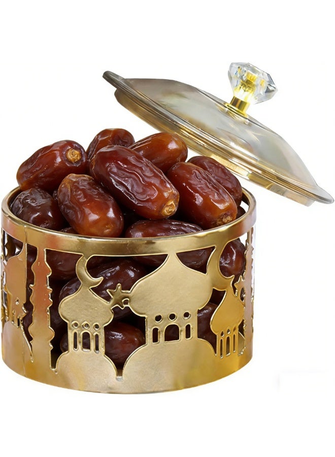 CityRiya-Long Ramadan Dates Tray, Eid Snack Serving Tray, Gold Cookie Boxes, Nuts Candy Snacks Plate for Ramadan, Fruit Tea Serving Trays, Decorative Food Storage Container for Dates, Nuts, Coffee (YB-Candy01L) - Image 1